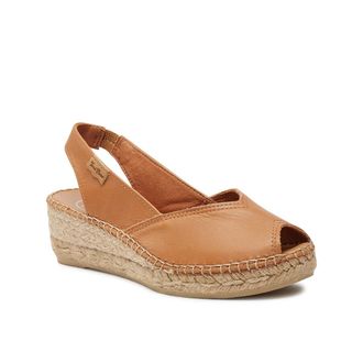 Toni Pons Bernia-P Sandal Womens Tan Leather Wedge Espadrilles ZOGG2832