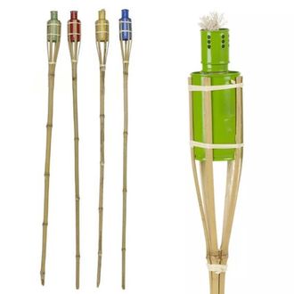 Trade Shop Trade Shop - Set 12pz Torcia In Bamb&ugrave; 120cm Colorate Giardino Vialetti Decorazione Esterna 016946