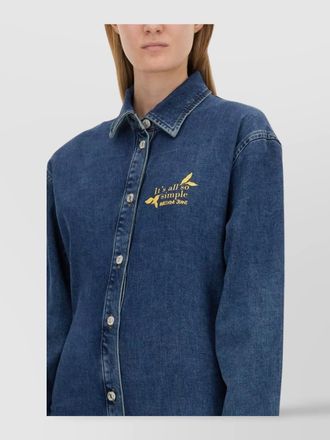 Moschino denim dress with long sleeves and point collar