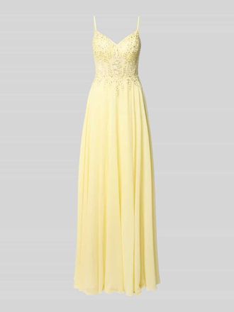 Luxuar Fashion Corsagenkleid mit Ziersteinbesatz und r&uuml;ckseitiger Schn&uuml;rung in GELB, Gr&ouml;&szlig;e 34