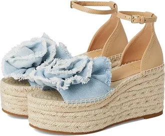 Kate Spade New York Flourish Denim Espadrille Wedge Sandals Womens Sandals Denim/Walnut Shell : 5.5 B - Medium, Textile