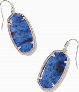 Kendra Scott Womens Faceted Elle Drop Earrings In Silver/blue Dumoitierite
