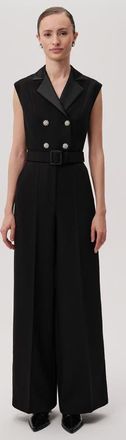 Exquise Sleeveless Shirt Collar Jumpsuit in Black at Nordstrom, Size X-Large