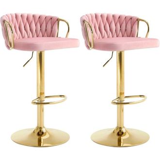 Woltu Set 2 Sgabelli da Bar con Schienale e Altezza Regolabile,Rosa - Woltu