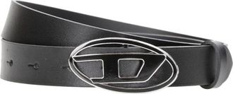 Diesel Zwart Leren Riem met Ovaal Gesp - Dames - Riemen - Zwart - 85 CM - Leer - Accessoires