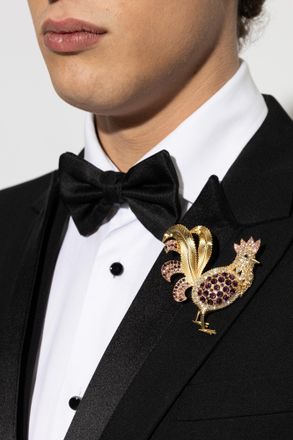 Dolce & Gabbana Brooch With Shimmering Crystals, Mens, Gold