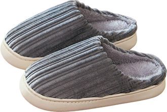 Generic Mens Womens Slippers Slip-On Plush Fleece Lining Couple House Slippers Memory Foam Warm Cozy Indoor Shoes Soft Sole Winter Casual Footwear size 7