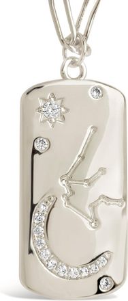 Sterling Forever CZ Constellation Dog Tag Pendant Necklace