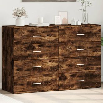 vidaXL Vidaxl - Aparadores 2 Uds Madera De Ingenier&iacute;a Roble Ahumado 60x39x80 Cm
