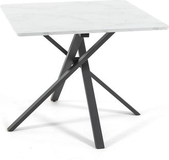 Siediti Fuori e Dentro Mesa cuadrada 90x90 cm con patas de metal y tablero efecto mármol