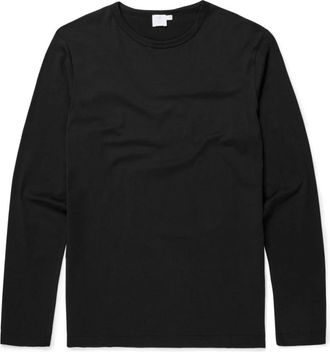 Sunspel Long Sleeve Classic T-shirt - Heren - Longsleeves - Zwart - L - Katoen - Tops