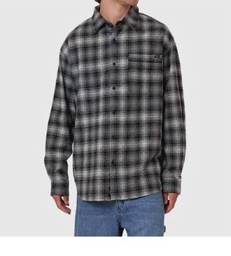 Thrills Barrio Long Sleeve Flannel Shirt In Black