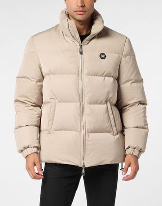 Philipp Plein Nylon Puffer Jacket Late Checkout Men in Beige at Nordstrom, Size Xxx-Large