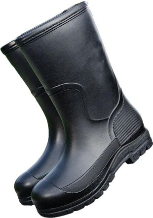 Generic Men Rain Boots Outside Work Shoes Waterproof Soft Light Increase Mid-Calf High Non-Slip Rain Shoes