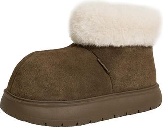 Generic Women thick soled height increasing versatile and plush thick cotton shoes one foot cold resistant short boots (gray,4.5)