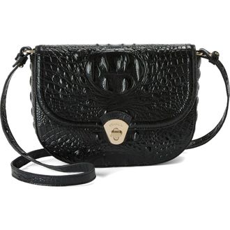 Brahmin Portia Croc Embossed Leather Crossbody Bag in Black at Nordstrom