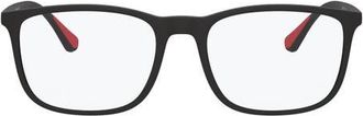 Emporio Armani 55mm Pillow Optical Glasses in Matte Black /Demo Lens at Nordstrom