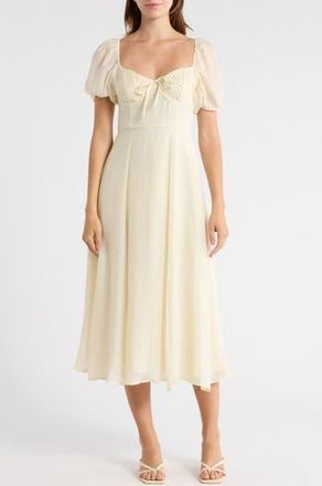 Moon River Puff Sleeve Midi Dress in Cream at Nordstrom Rack, Size X-Small