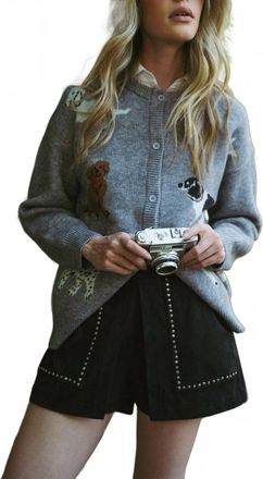 Merci Dog Knit Cardigan In Grey