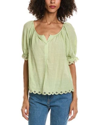 Max Studio Scallop Edge Bubble Sleeve Blouse