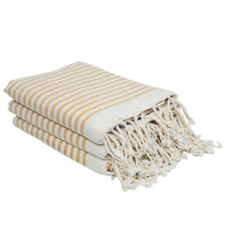 Febronie Juego de 3 foutas algod&oacute;n 100x200 amarillo mostaza