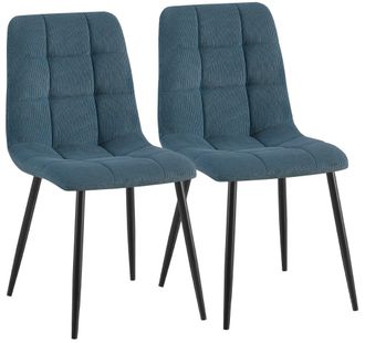 Clp Set De 2 Sillas De Comedor Antibes De Pana Azul