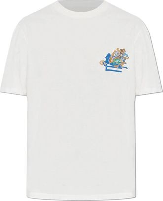 Etro T-shirt met applicatie - Dames - T-shirts - Wit - S - Katoen - Tops