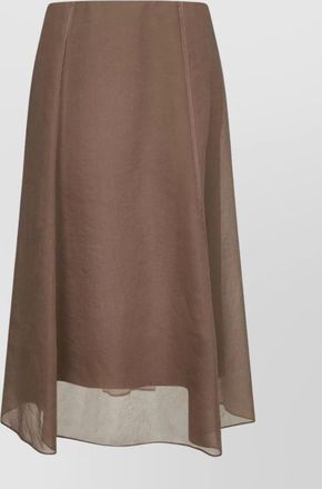 Brunello Cucinelli flared bottom silk midi skirt