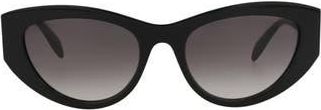 Alexander McQueen 54mm Modified Cat Eye Sunglasses in Black Black Grey at Nordstrom Rack