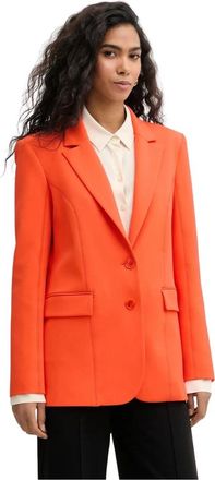 Patrizia Pepe Jassen, Dames, Oranje, L, Polyester, Gestructureerde Twill Blazer