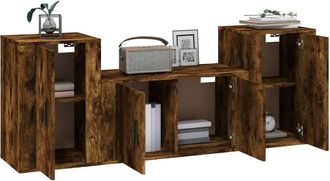 Berkfield Home Classic 3 Piece TV Cabinet Set Smoked Oak Engineered Wood in Brown