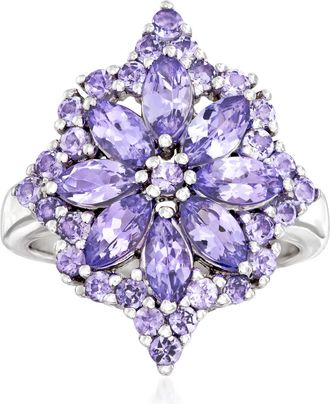 Ross-Simons Tanzanite Flower Burst Ring in Sterling Silver