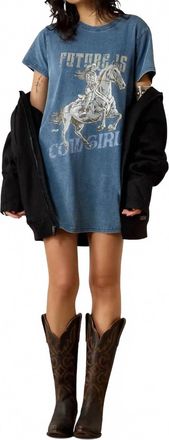 Ariat Future Is Cowgirl T-Shirt Dress In Light Washed Indigo