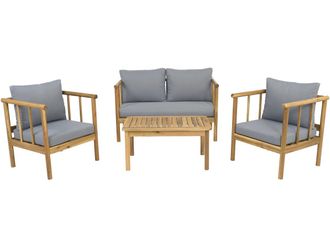 Habitat et Jardin Conjunto De Muebles De Jard&iacute;n De Madera milano Con Cojines - 4 Plazas - Gris