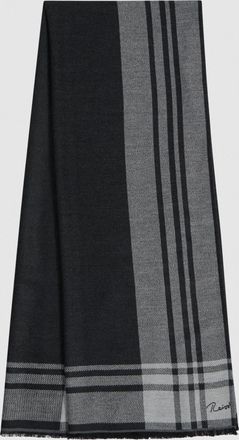 Reiss Black & white Checked Embroidered Scarf, 180x70cm