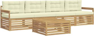 vidaXL Conjunto De Sof&aacute;s De Exterior 5 Uds. Blanco Y Crema Vidaxl
