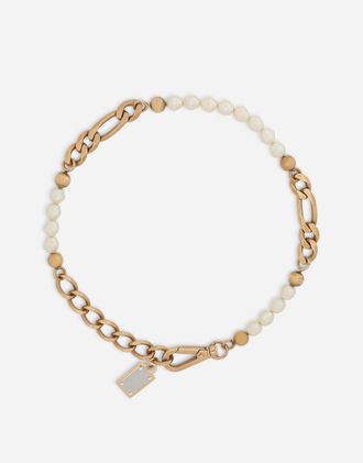 Dolce & Gabbana Link Necklace With Pearls - Woman Bijoux Gold Metal Onesize