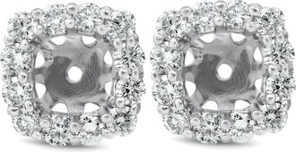 Pompeii3 3/4 Ct Diamond Stud Earring Cushion Halo Jackets 14k White Gold (5-5.5mm)