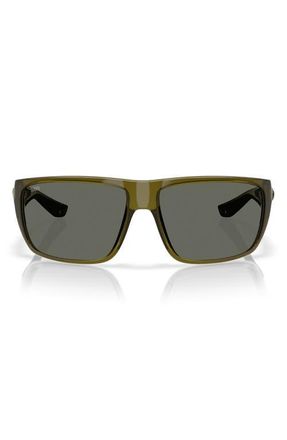 Costa 64mm Polarized Rectangular Sunglasses in Seagrass /Gray at Nordstrom