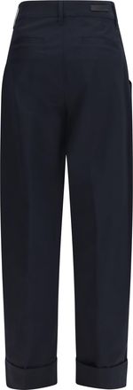Jacob Cohen Womens Lindsay Barrel Wide Pants Gabardine Navy Blue Cotton; Elastane Trousers