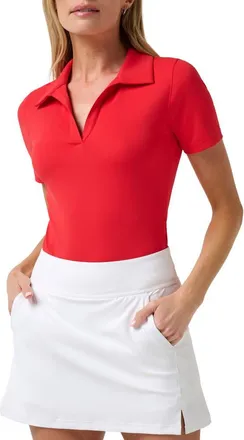 Travis Mathew Moveknit Performance V-Neck Polo in Tomato at Nordstrom, Size Xx-Large
