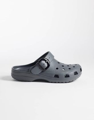 Crocs Classic - Zoccoli smaltati grigio scuro con fibbia