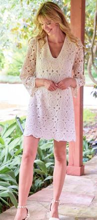 Finley Emily Crochet Dress In Cream