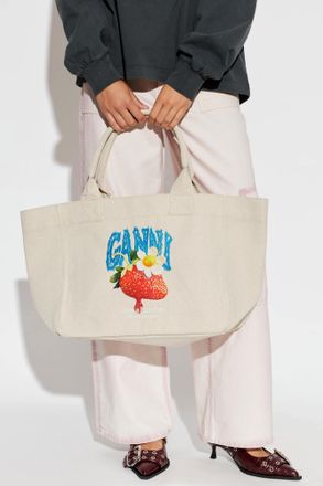 Ganni Bag With Colorful Print, Womens, Cream