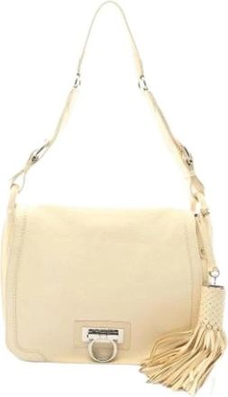 Ferragamo Pre-owned Leren Schoudertas - Dames - Vintage Schoudertas - Beige - ONE Size - Leer - Vintage