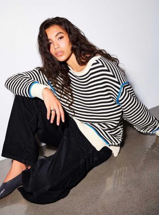 Free People Womens Contrasting inside-out effect pure cotton sweater