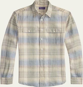 Ralph Lauren Purple Label Plaid Linen Shirt