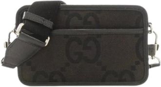 Gucci Pre-owned Cross Body Bags, female, Black, Size: ONE SIZE Pre-owned Jumbo GG Canvas Leather Shoulder Bag
