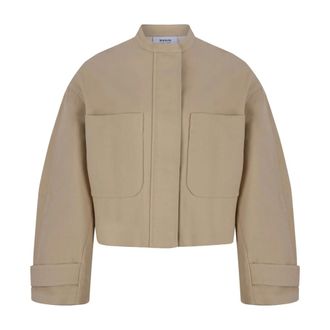 Maison Kitsun&eacute; Light Jackets, female, Beige, Size: 2XS Cropped Jacket