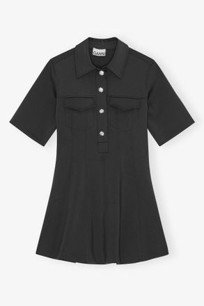 Ganni Dress in Black Neoprene - Size 32 Mixed